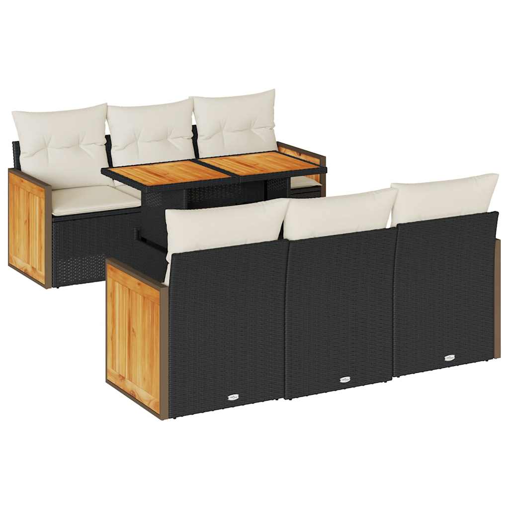 7-dijelni set vrtnih sofa od poliratana s jastucima crni bagrem