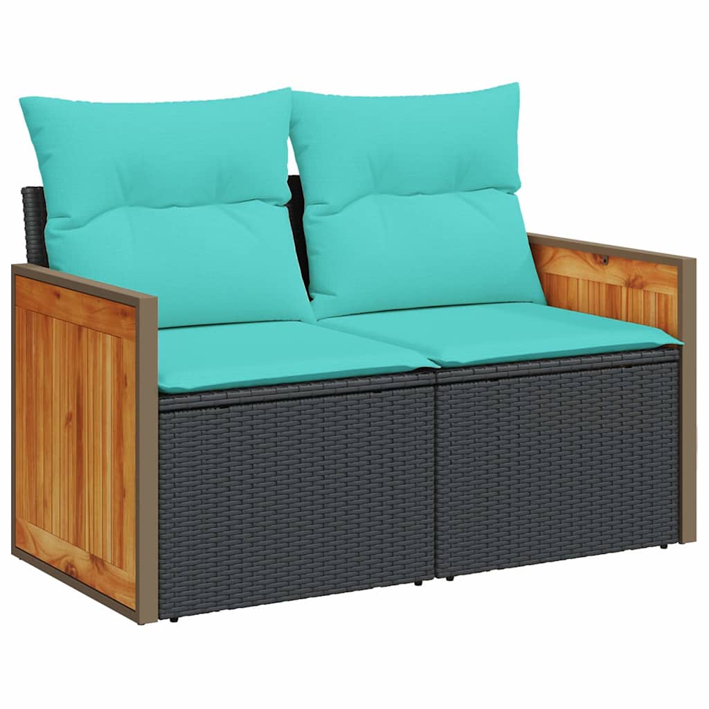 7-dijelni set vrtnih sofa od poliratana s jastucima crni bagrem