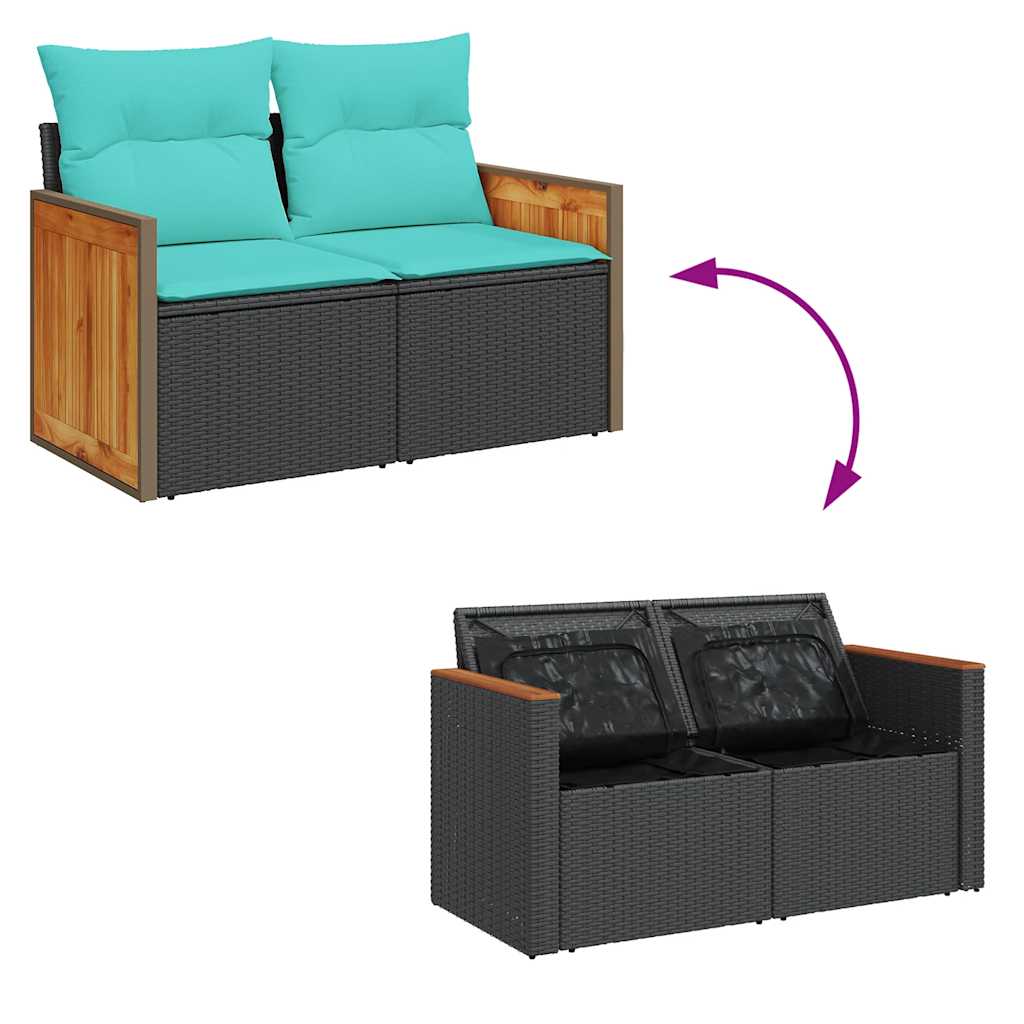 7-dijelni set vrtnih sofa od poliratana s jastucima crni bagrem