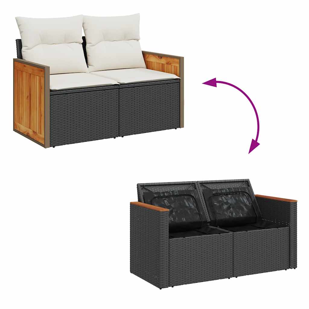 6-dijelni set vrtnih sofa s jastucima crni od poliratana bagrem