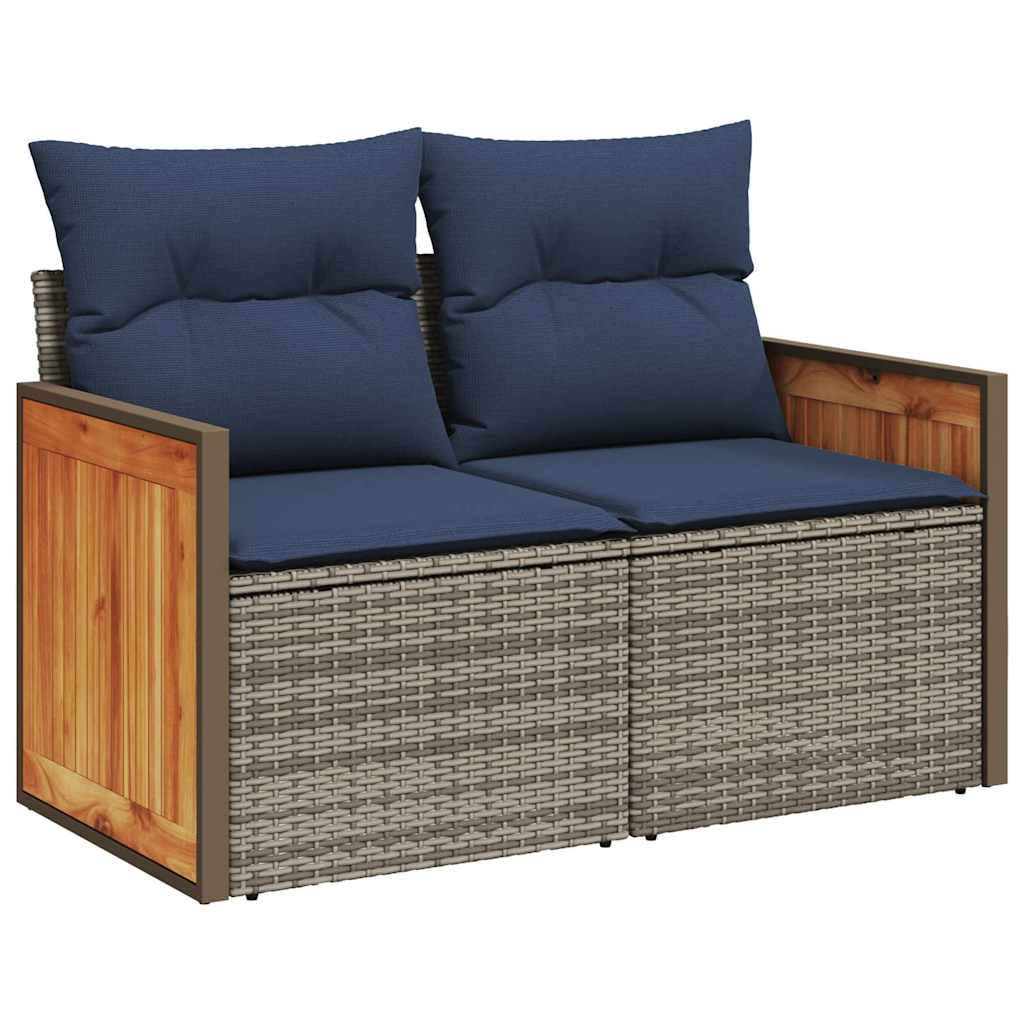 6-dijelni set vrtnih sofa poliratan i bagrem s jastucima sivi