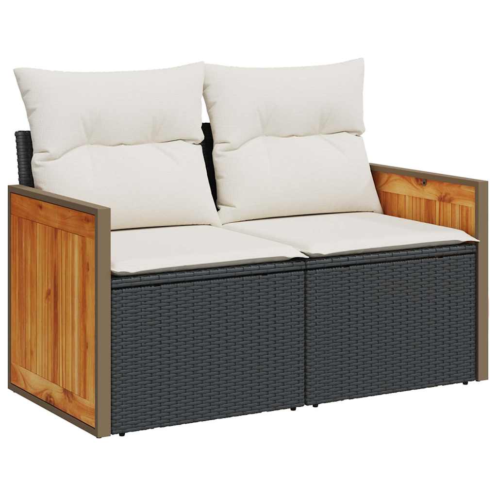 10-dijelni set vrtnih sofa s jastucima crni poliratana bagrem