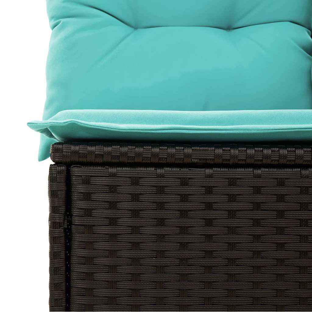 11-dijelni set vrtnih sofa poliratan i bagrem s jastucima crni