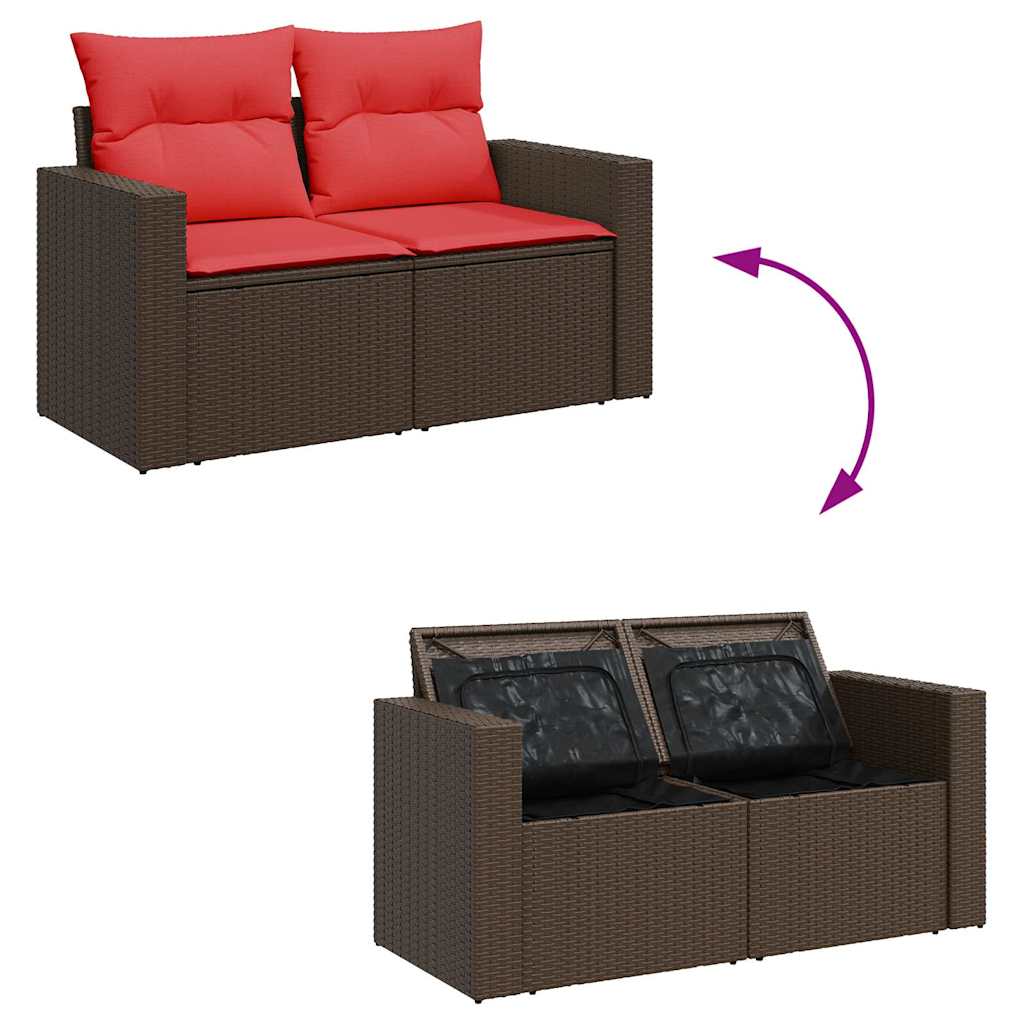 8-dijelni set vrtnih sofa od poliratana s jastucima smeđi bagrem