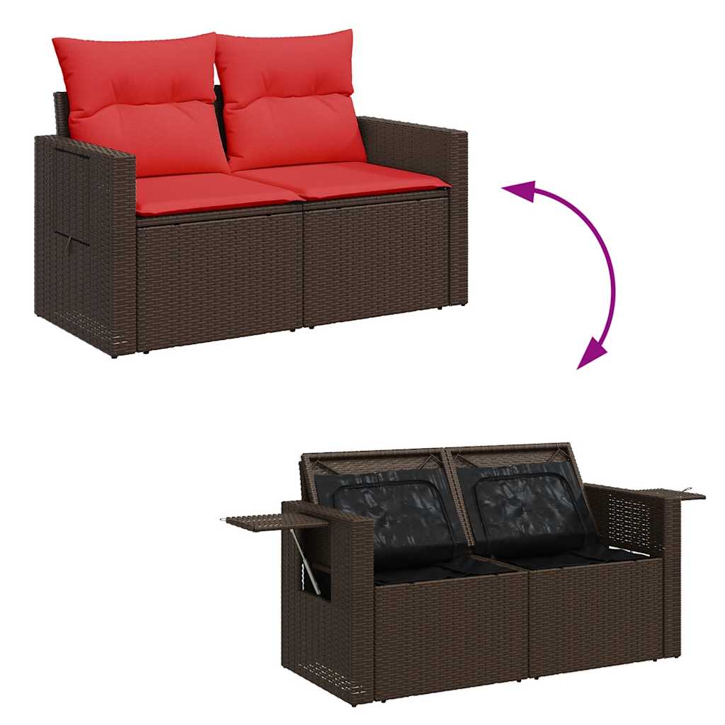 6-dijelni set vrtnih sofa s jastucima smeđi od poliratana