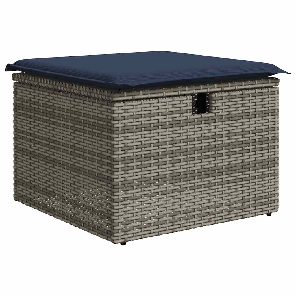 Vrtni set od 7 dijelova s jastucima, sivi poliratan, akacija