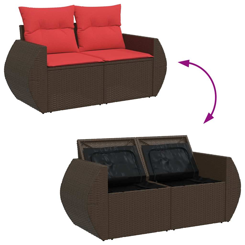 6-dijelni set vrtnih sofa s jastucima smeđi od poliratana bagrem