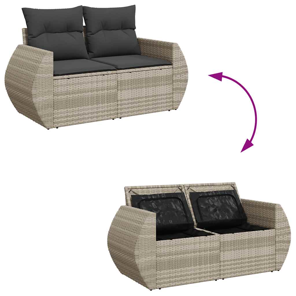 8-dijelni set vrtnih sofa od poliratana s jastucima svjetlosivi