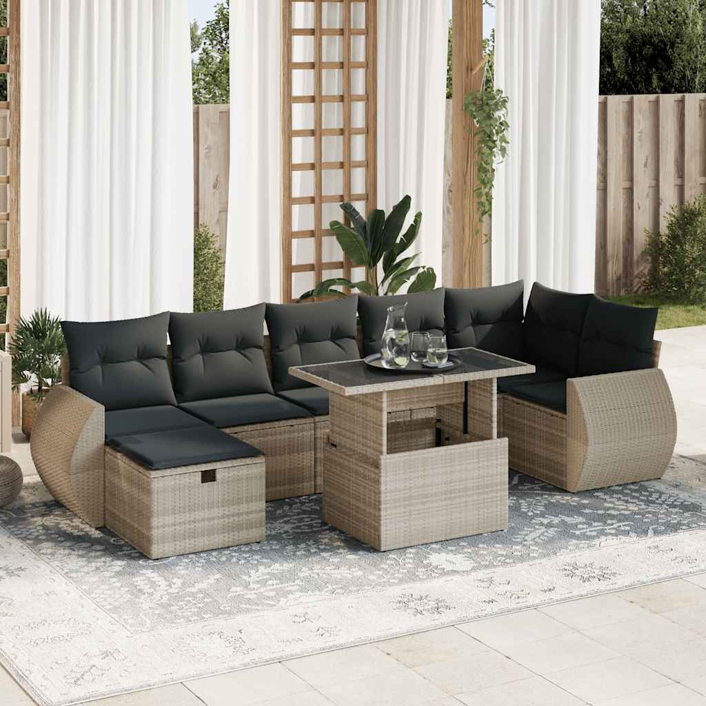 8-dijelni set vrtnih sofa od poliratana s jastucima svjetlosivi