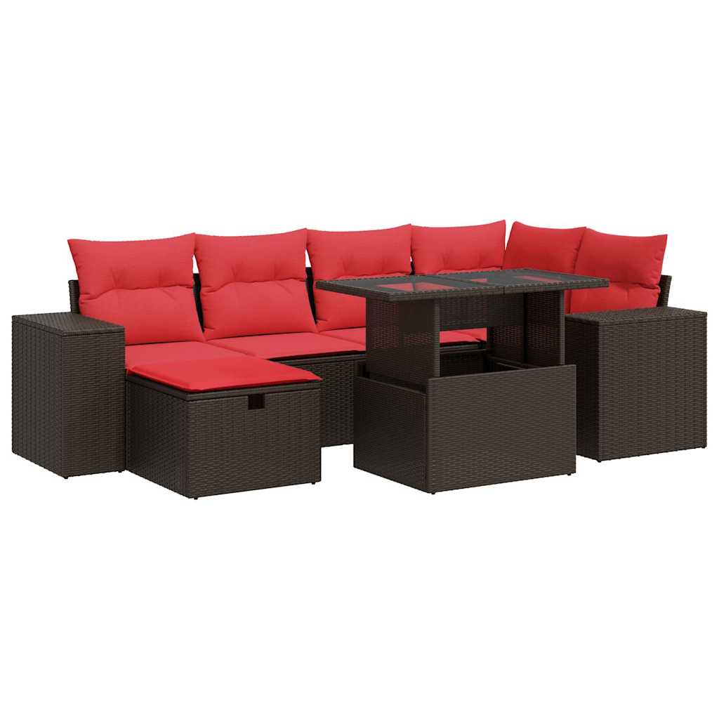 7-dijelni set vrtnih sofa od poliratana s jastucima crni bagrem