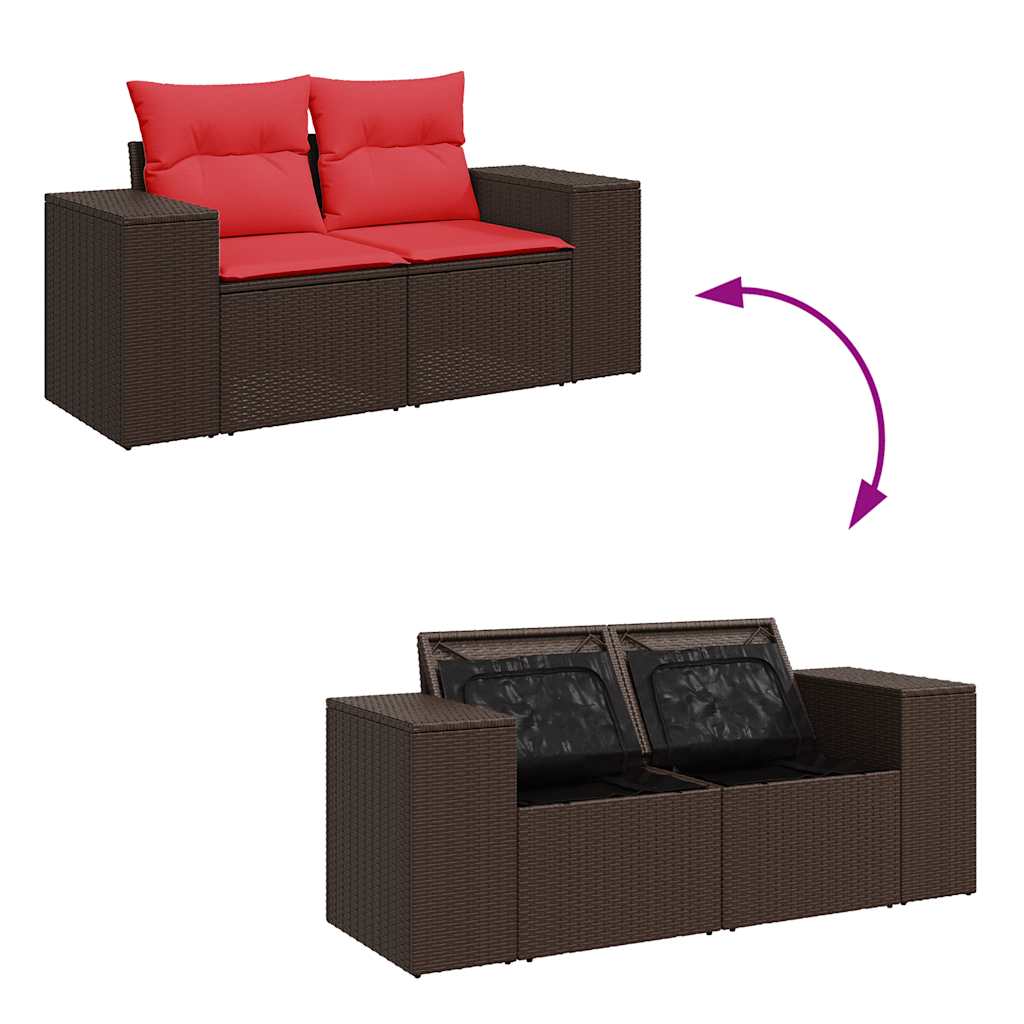 7-dijelni set vrtnih sofa od poliratana s jastucima crni bagrem