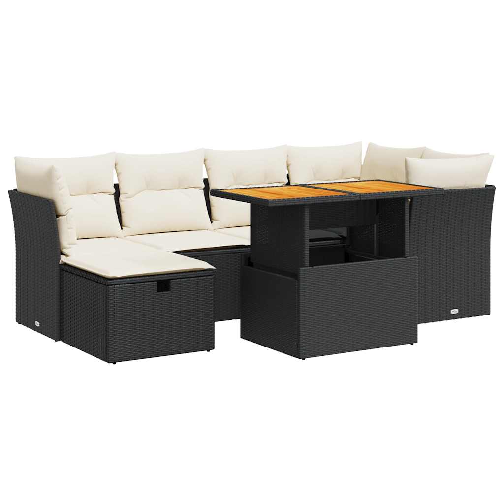 7-dijelni set vrtnih sofa od poliratana s jastucima crni bagrem
