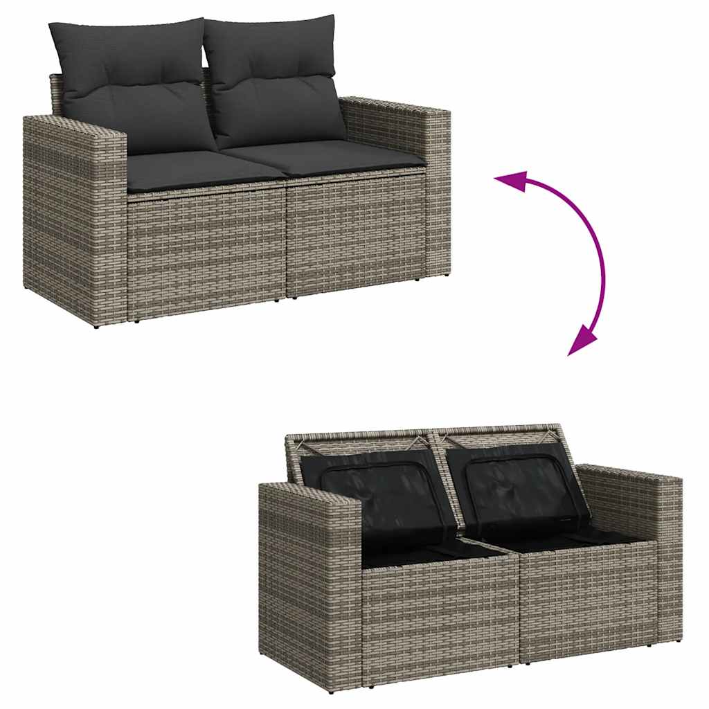 6-dijelni set vrtnih sofa poliratan i bagrem s jastucima sivi