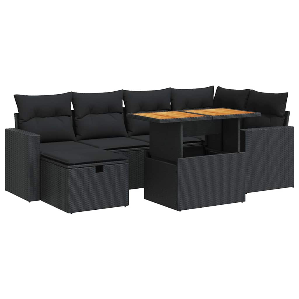 8-dijelni set vrtnih sofa od poliratana s jastucima crni bagrem