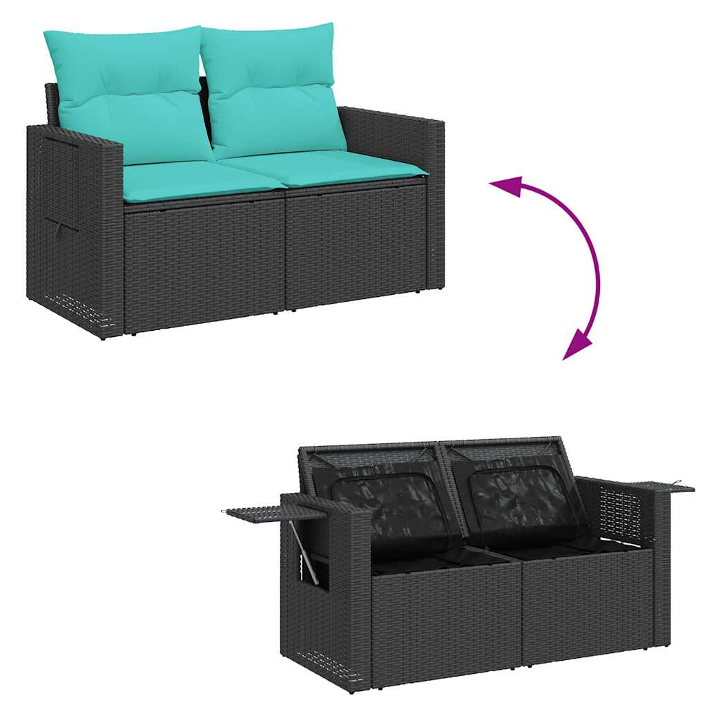 6-dijelni set vrtnih sofa s jastucima crni od poliratana bagrem