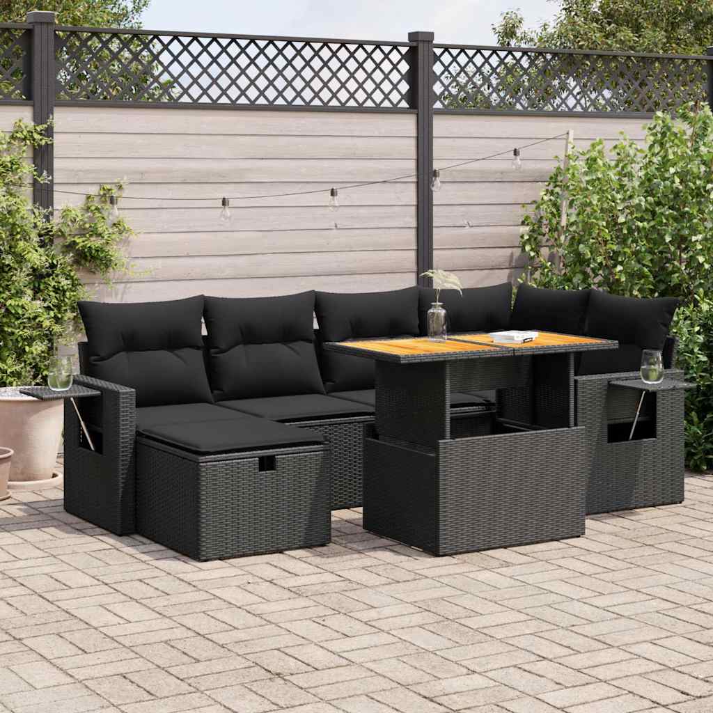 8-dijelni set vrtnih sofa od poliratana s jastucima crni bagrem