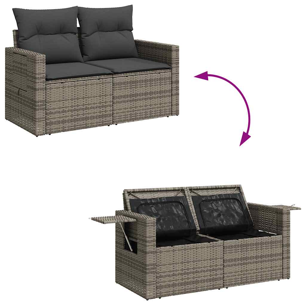 8-dijelni set vrtnih sofa od poliratana s jastucima sivi bagrem
