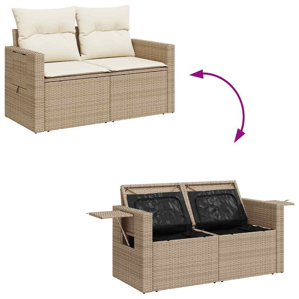 9-dijelni set vrtnih sofa s jastucima bež od poliratana bagrem