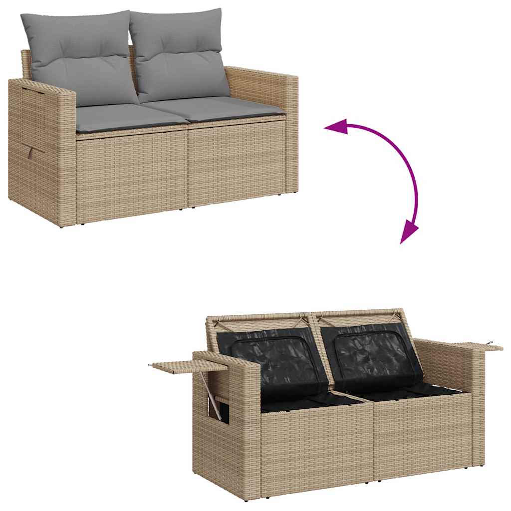 9-dijelni set vrtnih sofa s jastucima bež od poliratana bagrem
