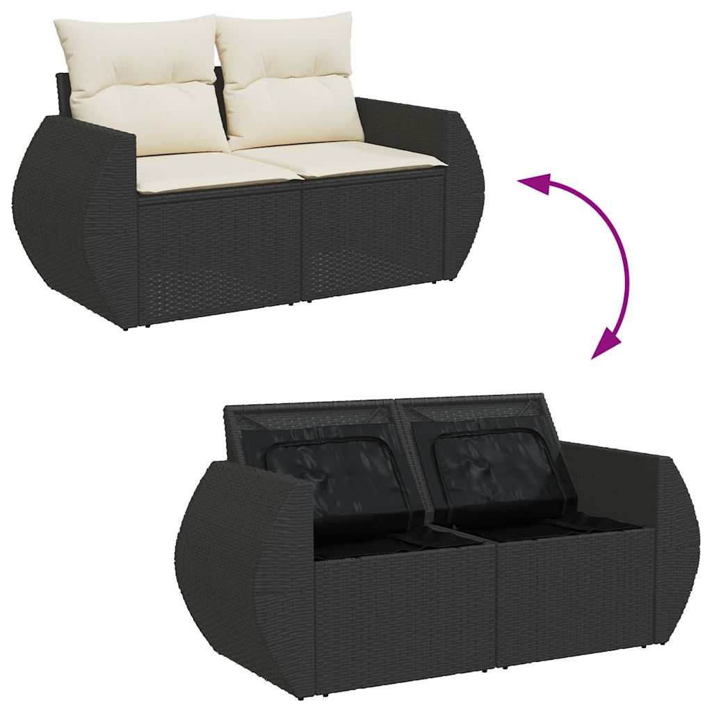 6-dijelni set vrtnih sofa s jastucima crni od poliratana bagrem