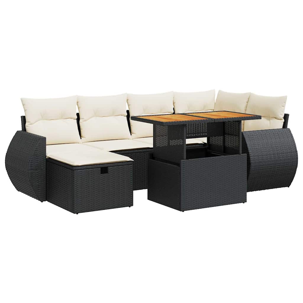 8-dijelni set vrtnih sofa od poliratana s jastucima crni bagrem