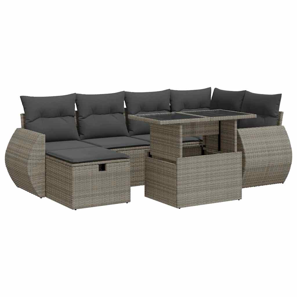 8-dijelni set vrtnih sofa od poliratana s jastucima sivi bagrem
