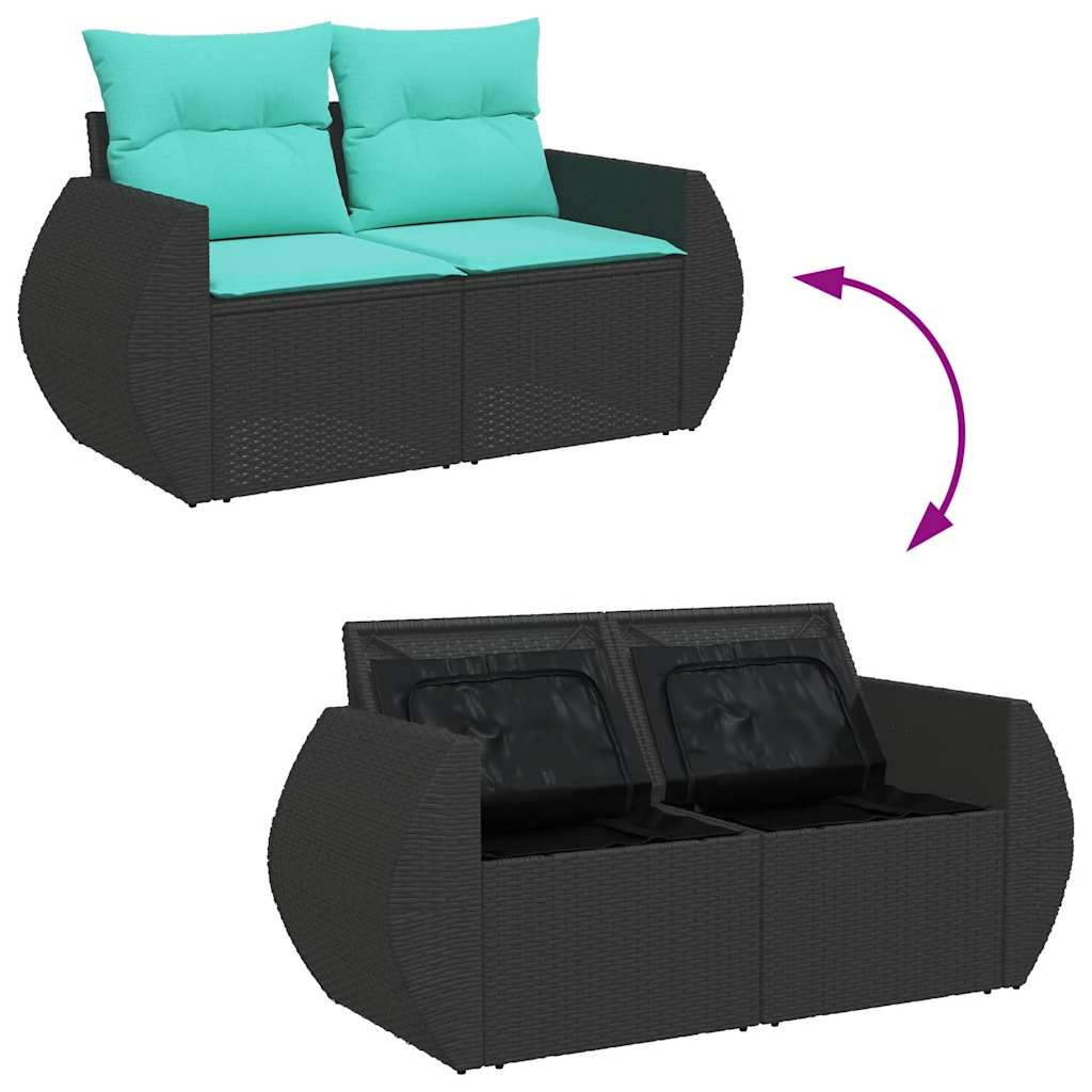 8-dijelni set vrtnih sofa od poliratana s jastucima crni bagrem
