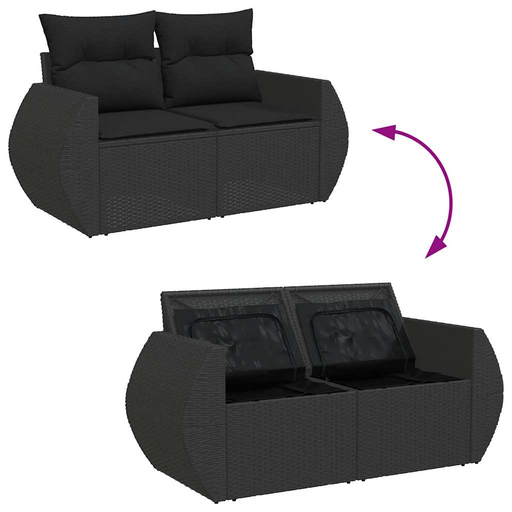 9-dijelni set vrtnih sofa s jastucima crni od poliratana bagrem