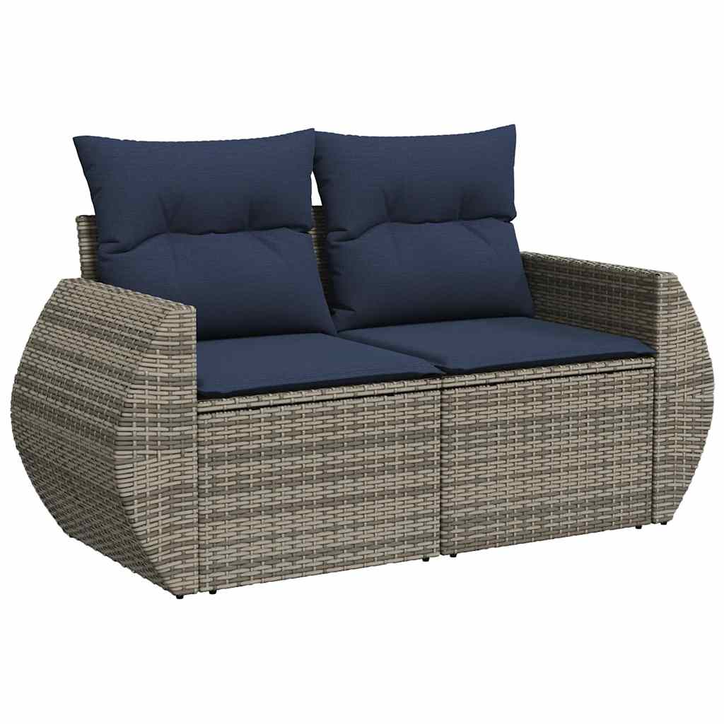 9-dijelni set vrtnih sofa s jastucima sivi od poliratana bagrem
