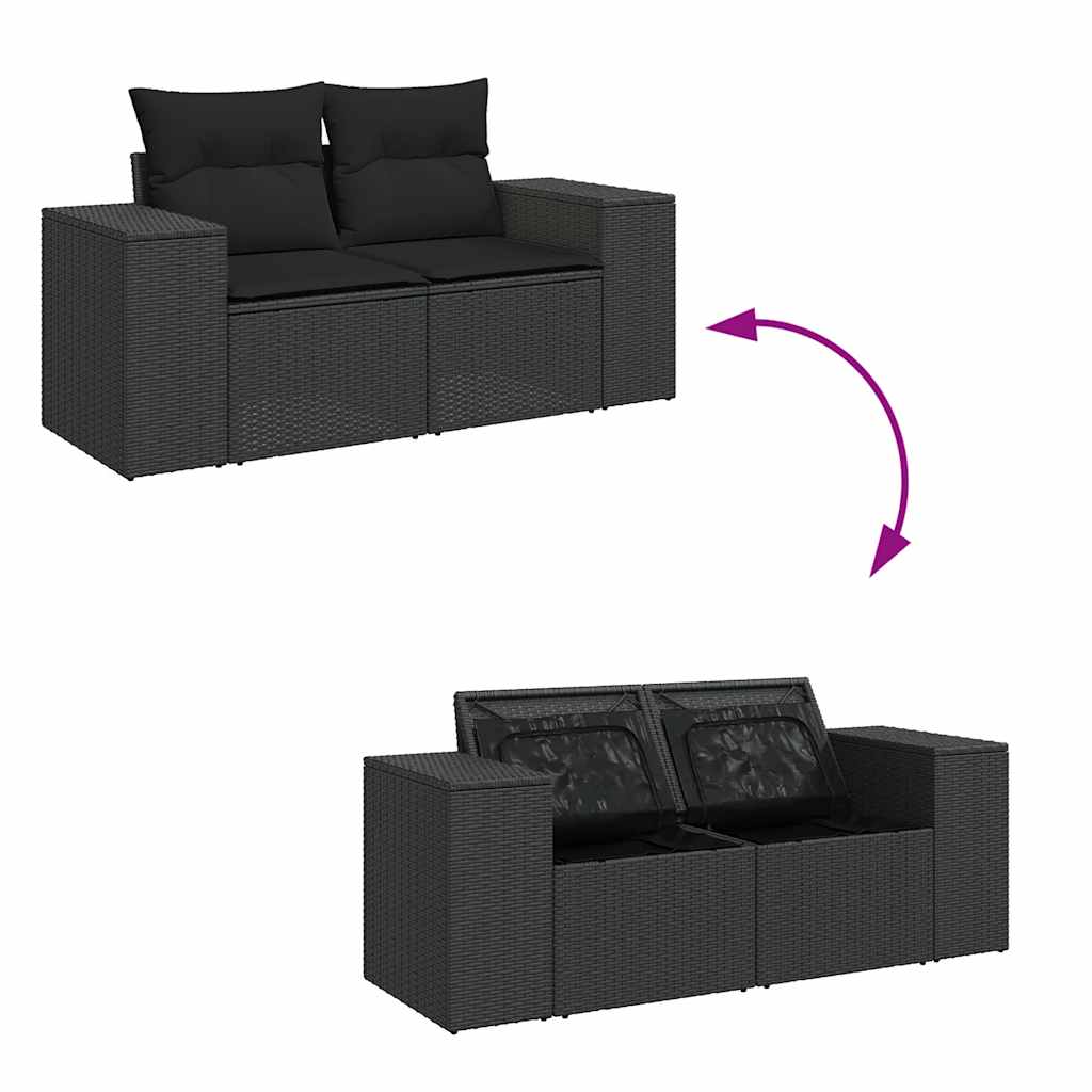 6-dijelni set vrtnih sofa s jastucima crni od poliratana bagrem