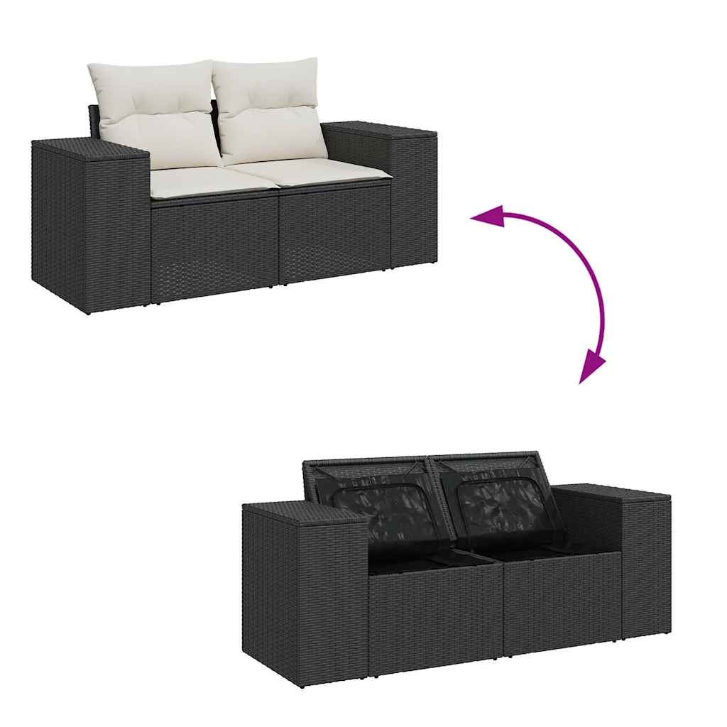 8-dijelni set vrtnih sofa od poliratana s jastucima crni bagrem