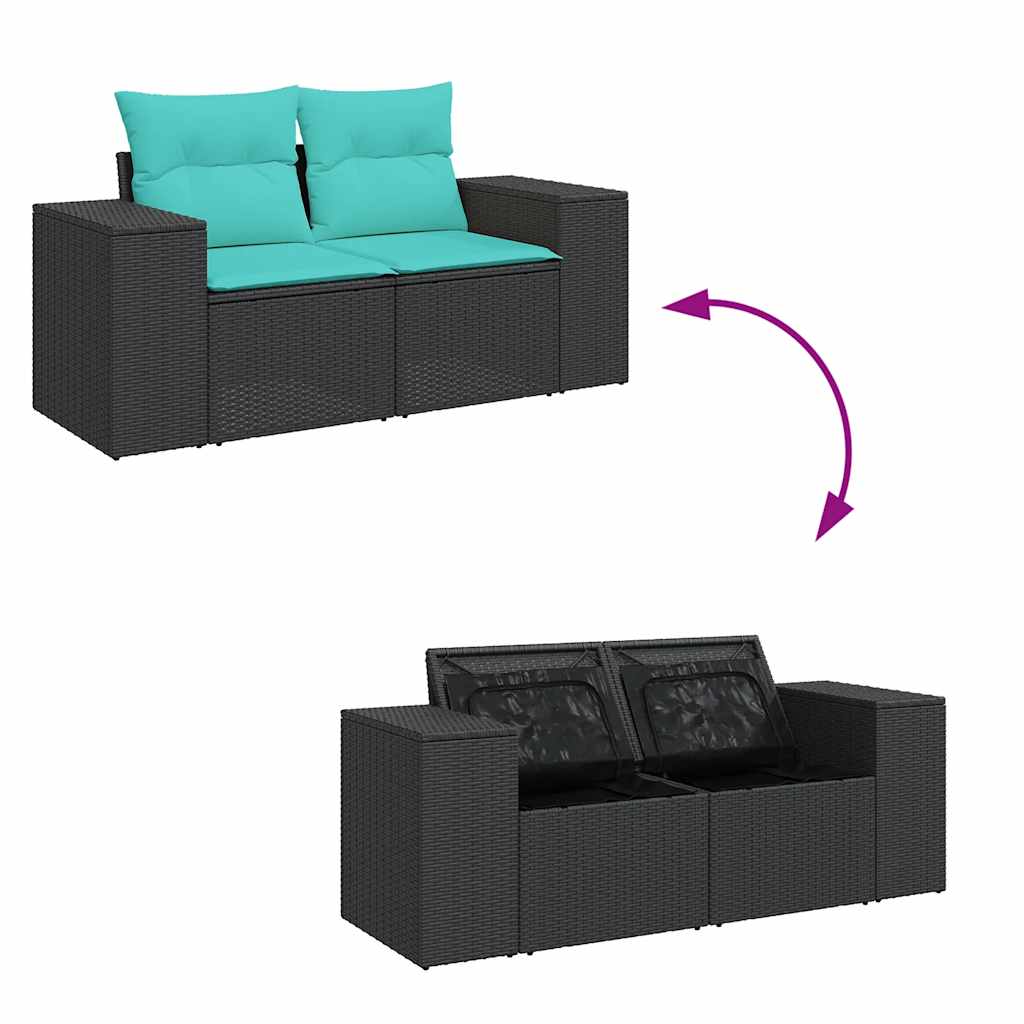 9-dijelni set vrtnih sofa s jastucima crni od poliratana bagrem