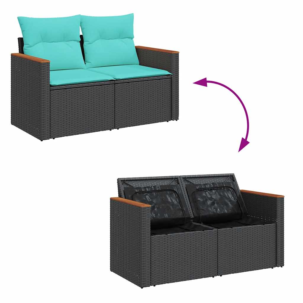 6-dijelni set vrtnih sofa s jastucima crni od poliratana bagrem