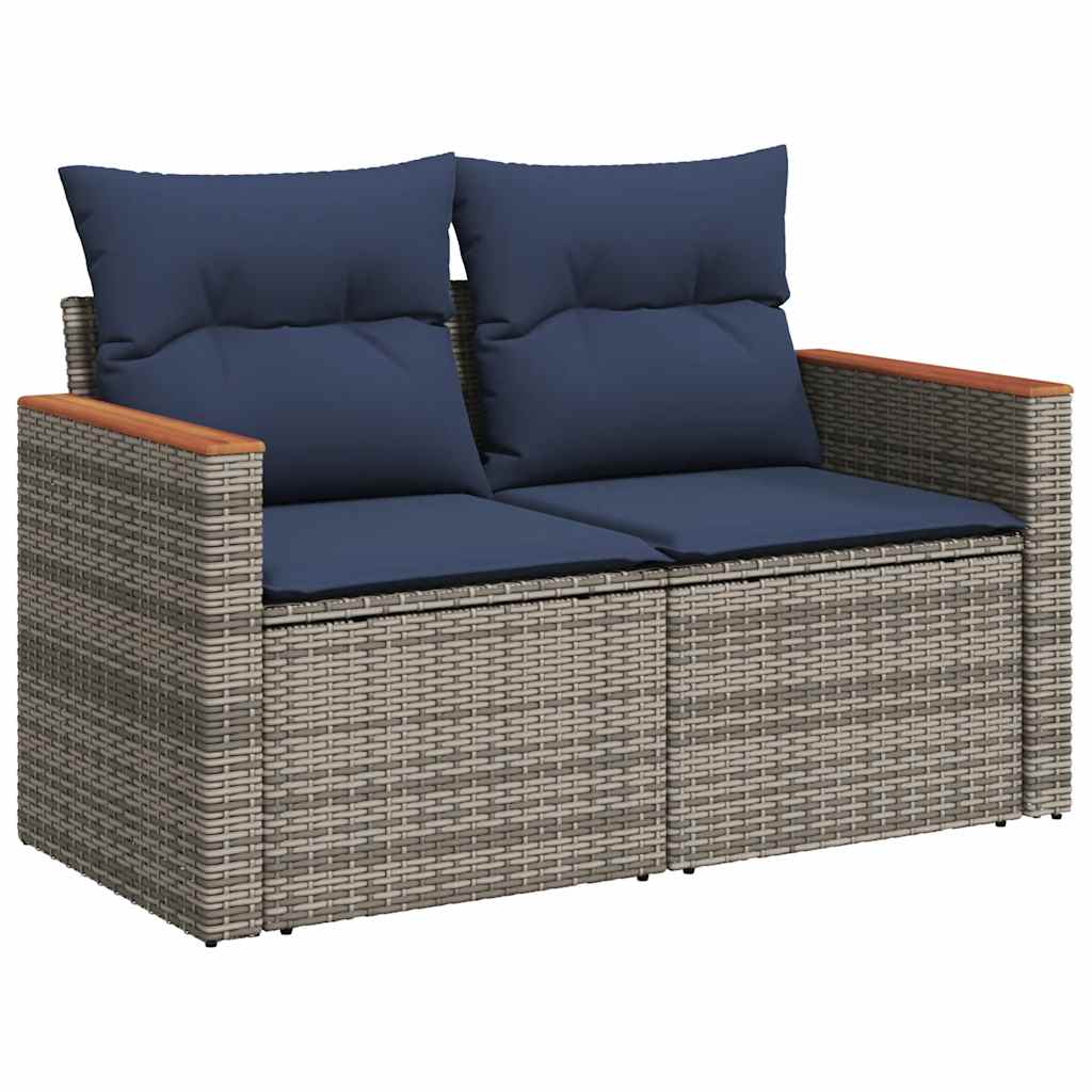 6-dijelni set vrtnih sofa poliratan i bagrem s jastucima sivi
