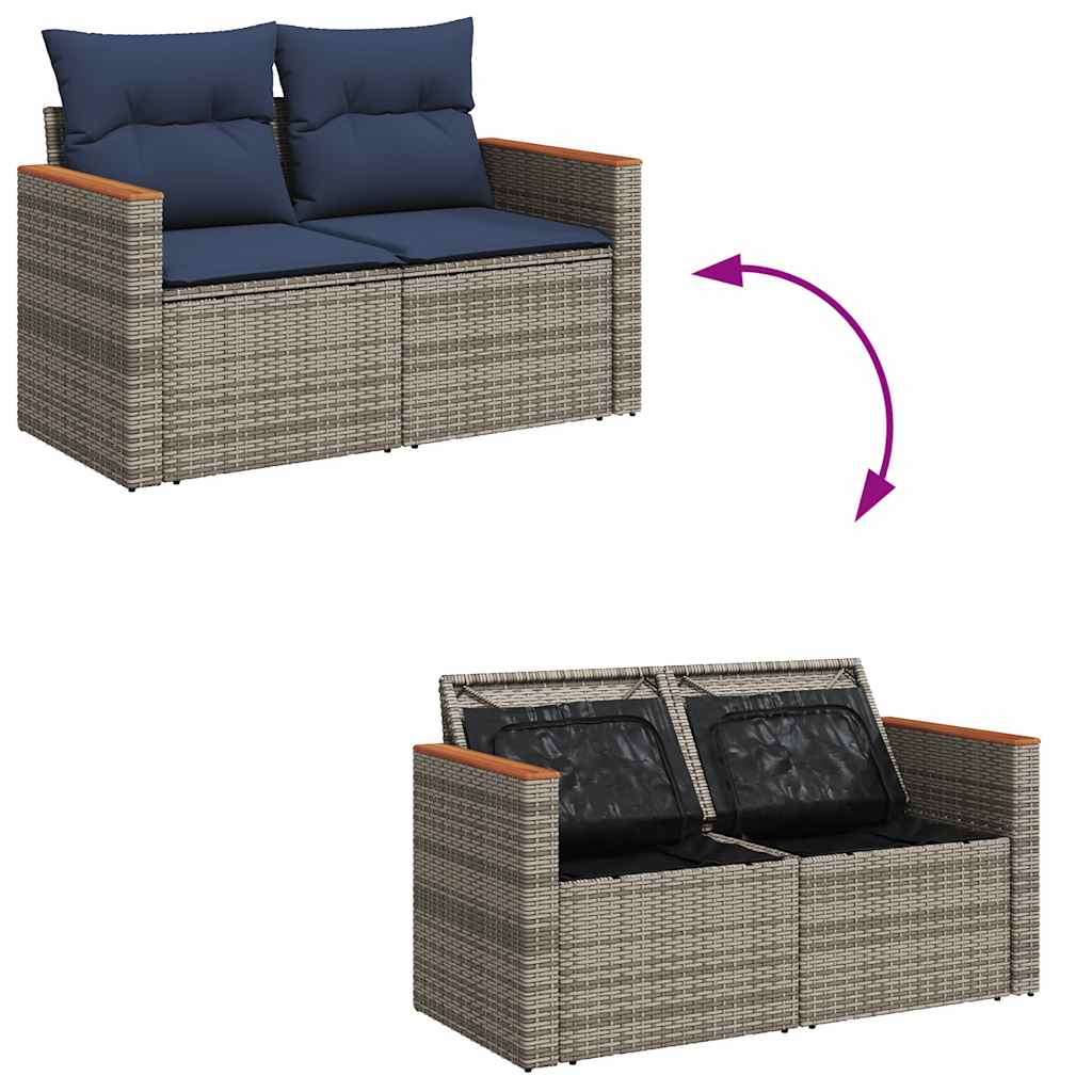 7-dijelni set vrtnih sofa od poliratana s jastucima sivi bagrem