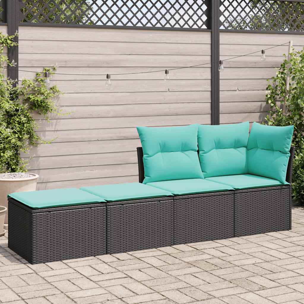 2-dijelni set vrtnih sofa s jastucima crni od poliratana bagrem