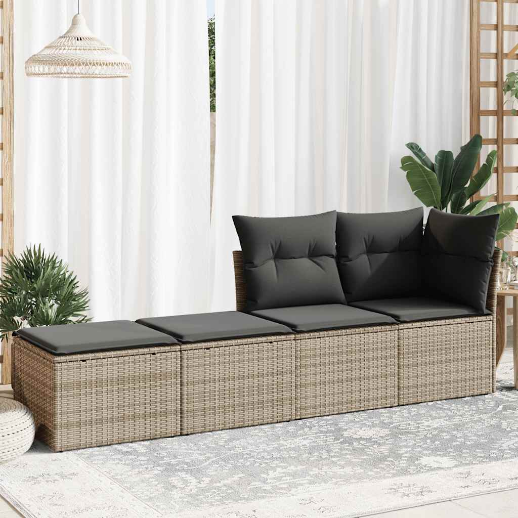 2-dijelni set vrtnih sofa poliratan i bagrem s jastucima sivi