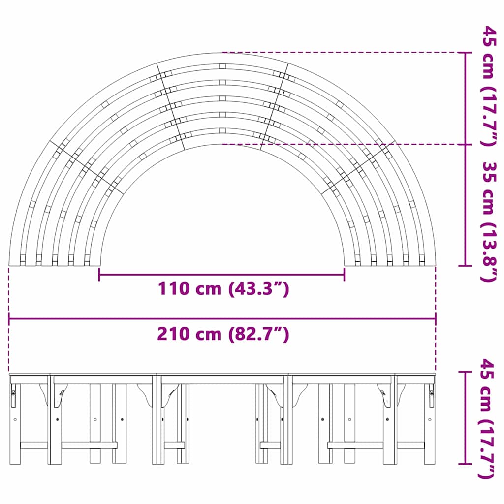 Klupa pod drvetom 4-Broj sjedala 210 x 80 x 45 cm