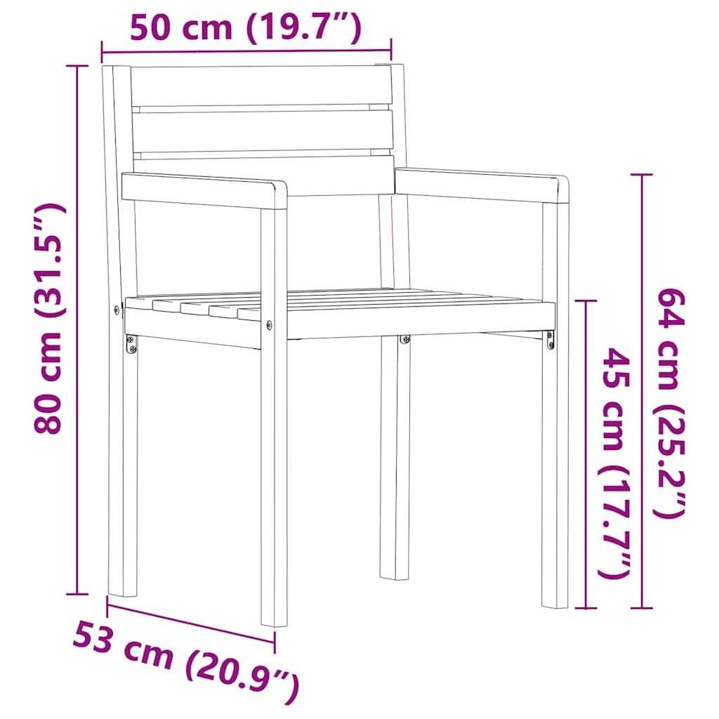 Vrtne stolice 2 kom 50x53x80 cm Masivno drvo akacije