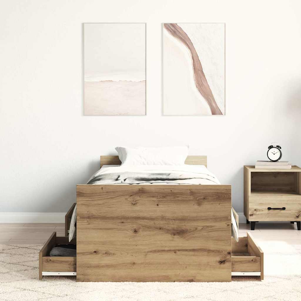 Okvir kreveta bez madraca boja hrasta artisan 90x200 cm