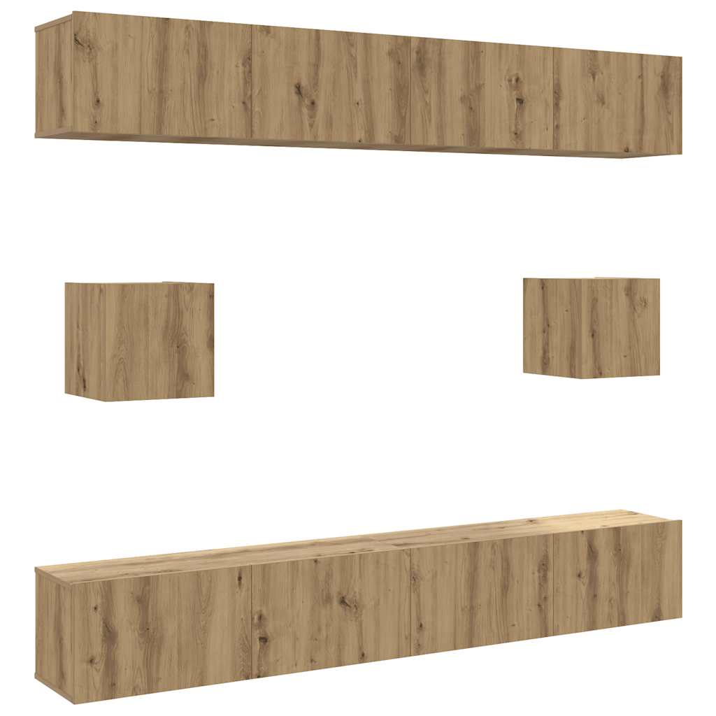 6-dijelni set TV ormarića montiran na zid Artisan Oak