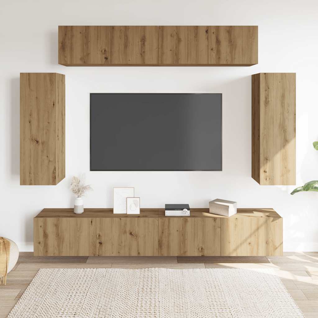 6-dijelni zidni TV ormarić Artisan hrast izrađen od drva