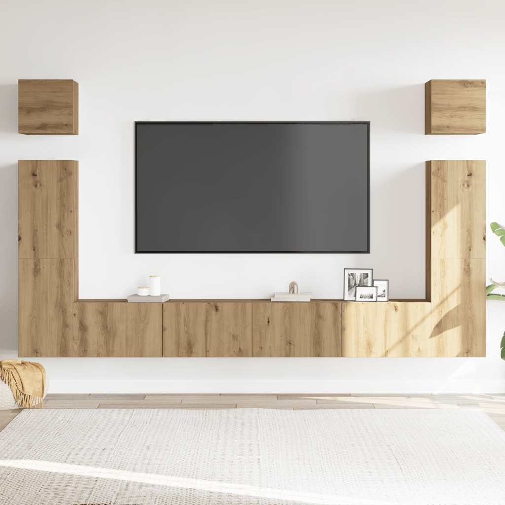 6-dijelni set TV ormarića montiran na zid Artisan Oak