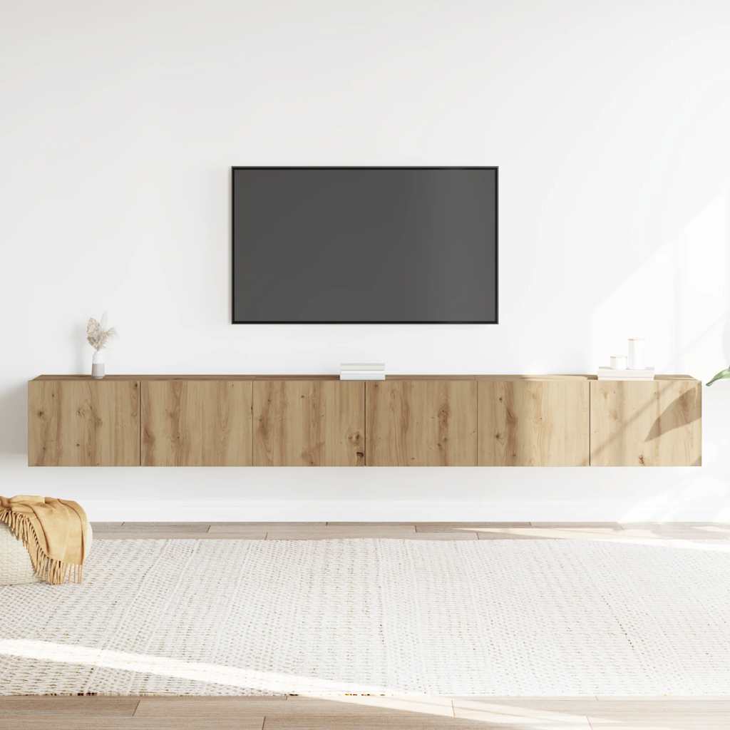 3-dijelni zidni TV ormarić Artisan hrast izrađen od drva
