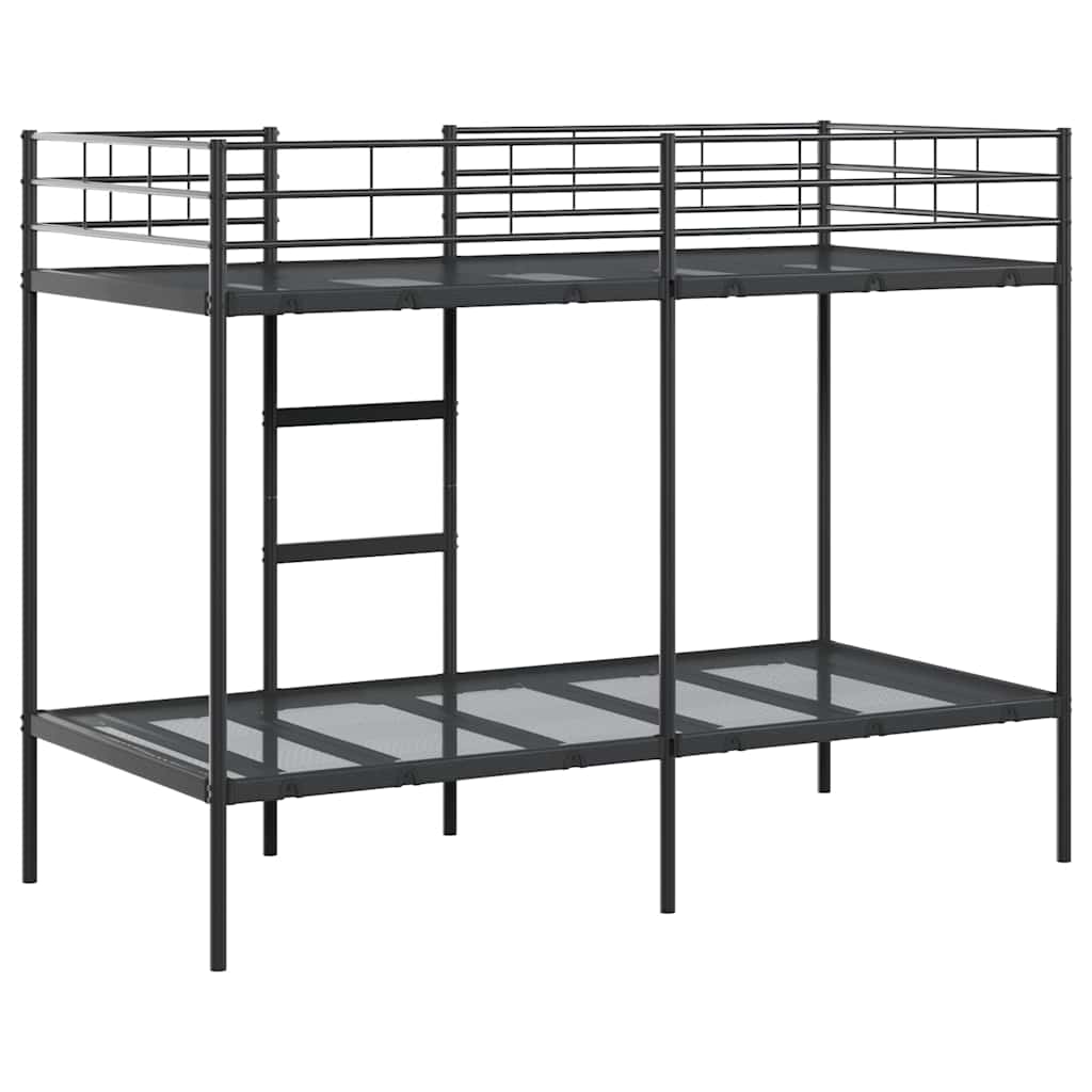 Krevet na kat bez madraca crni 90x200 cm čelik
