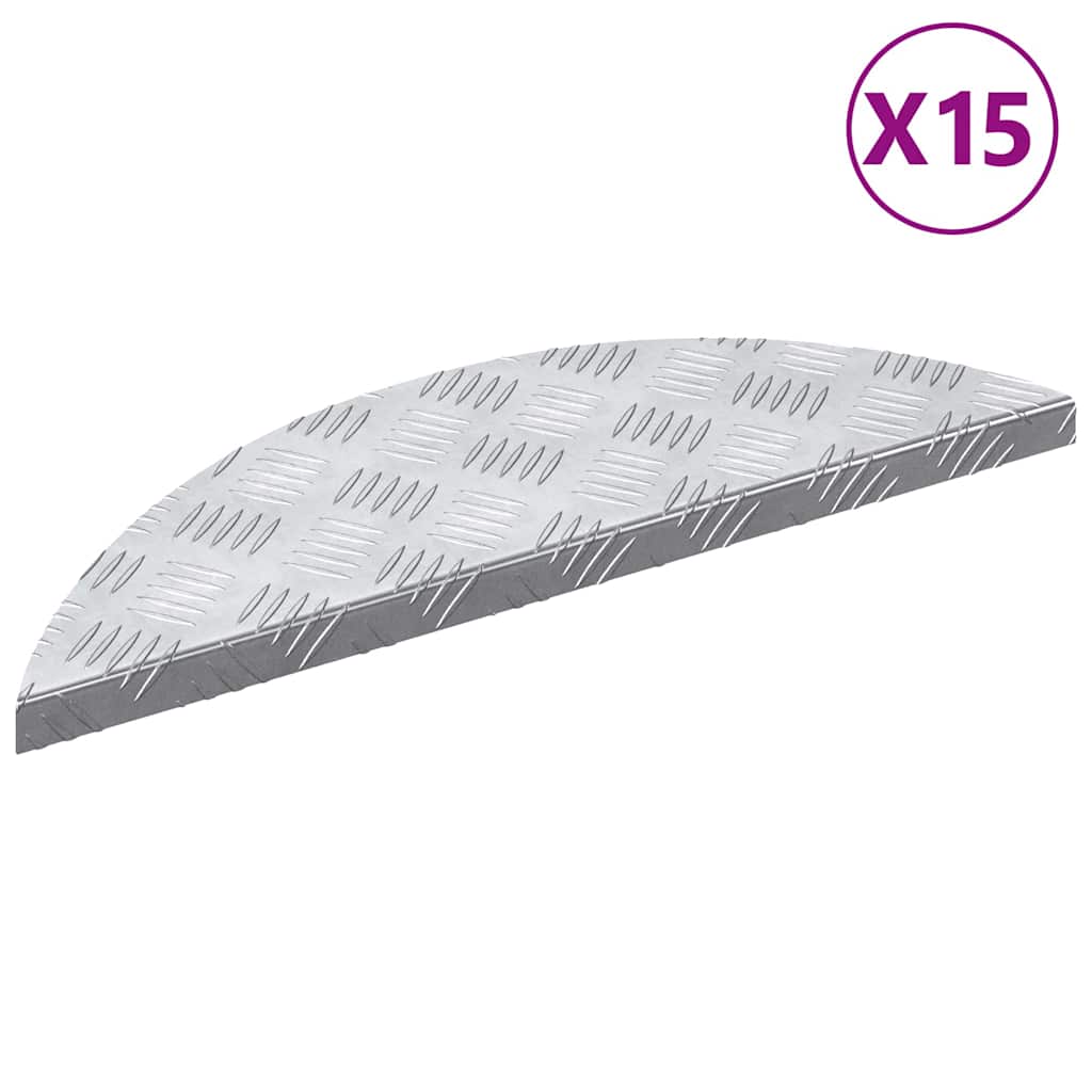 Stepenica Polumjesec 15 pcs Srebrno 60 x 18 x 2,5 cm Aluminij