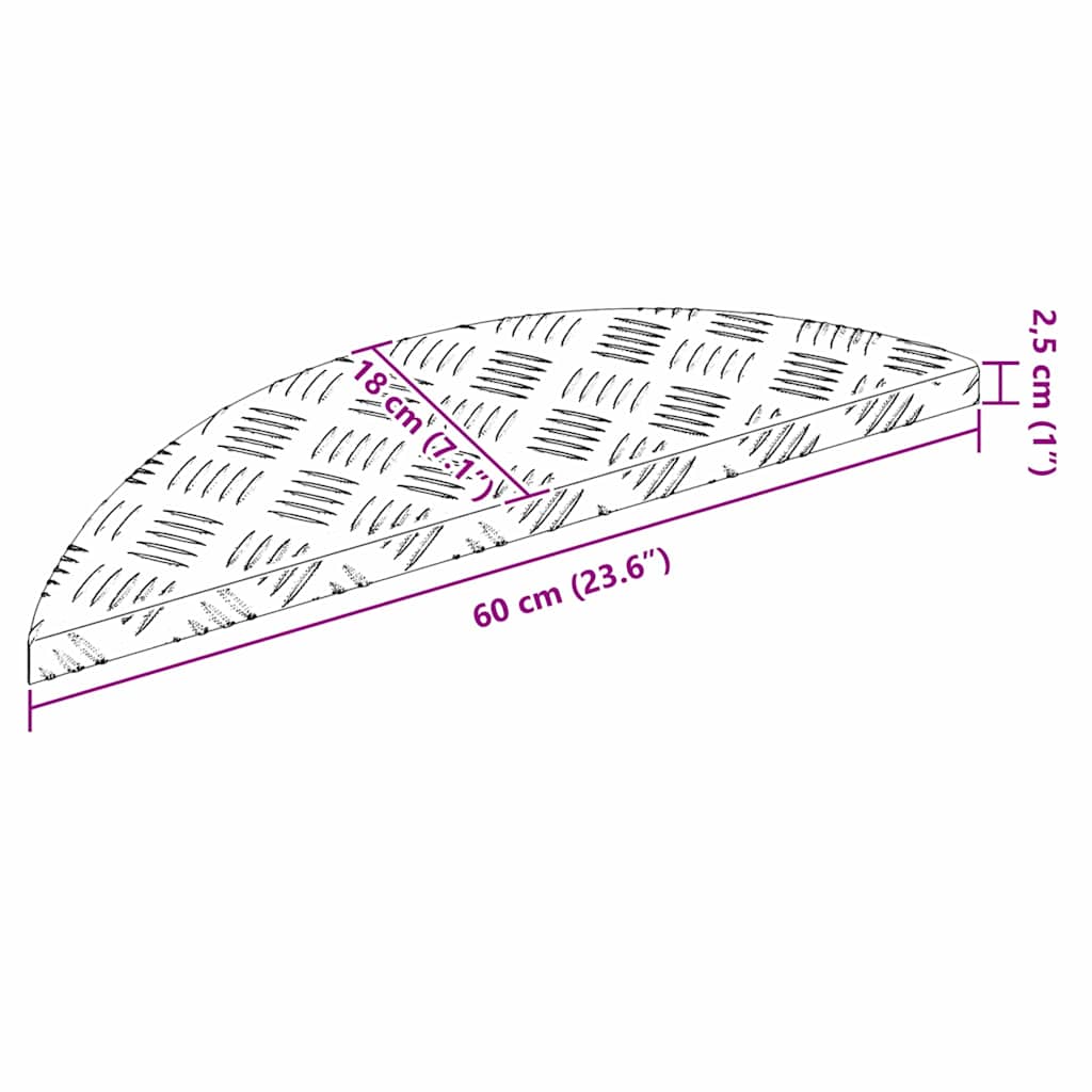 Stepenica Polumjesec 15 pcs Srebrno 60 x 18 x 2,5 cm Aluminij