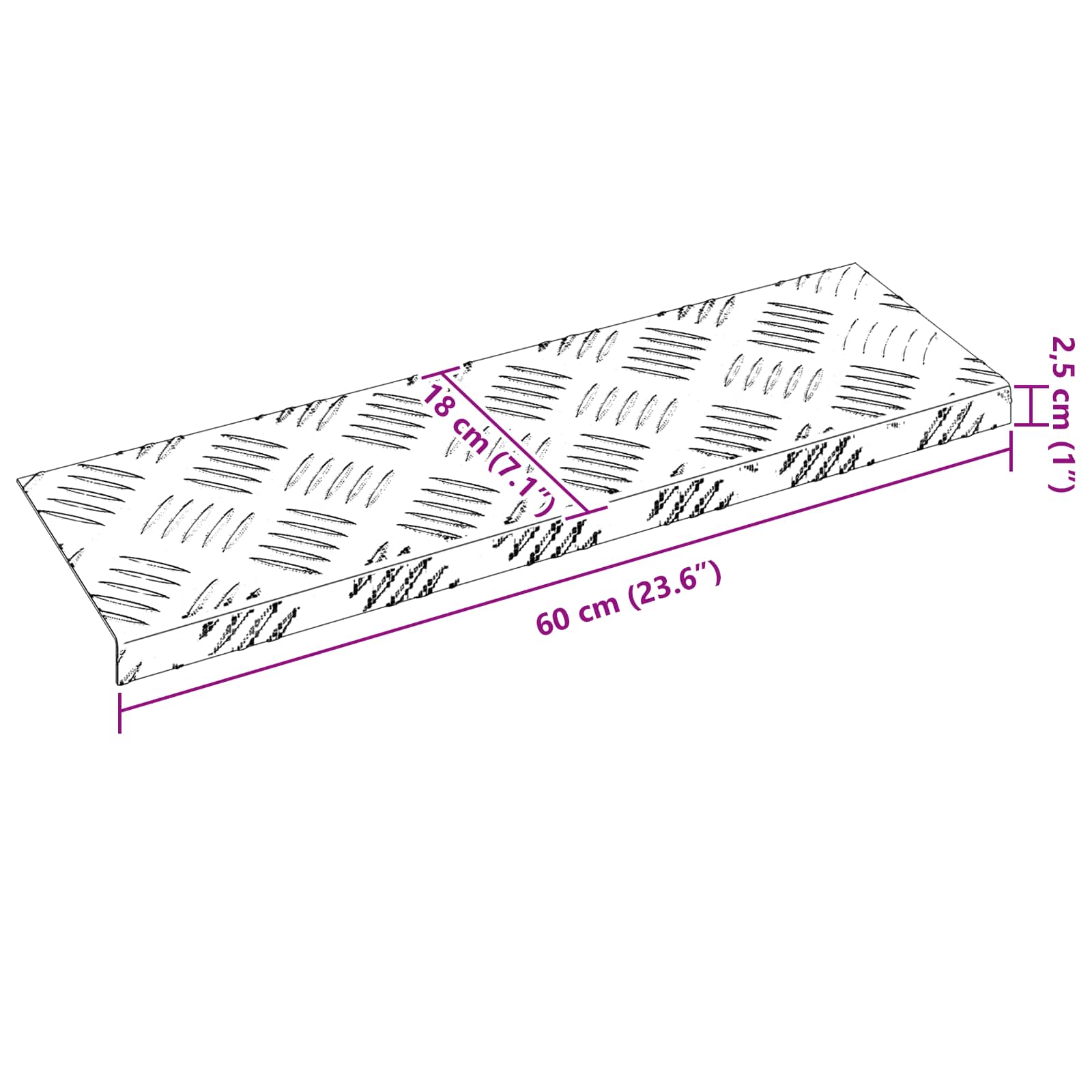 Stepenica Pravokutni 5 pcs Srebrno 60 x 18 x 2,5 cm Aluminij