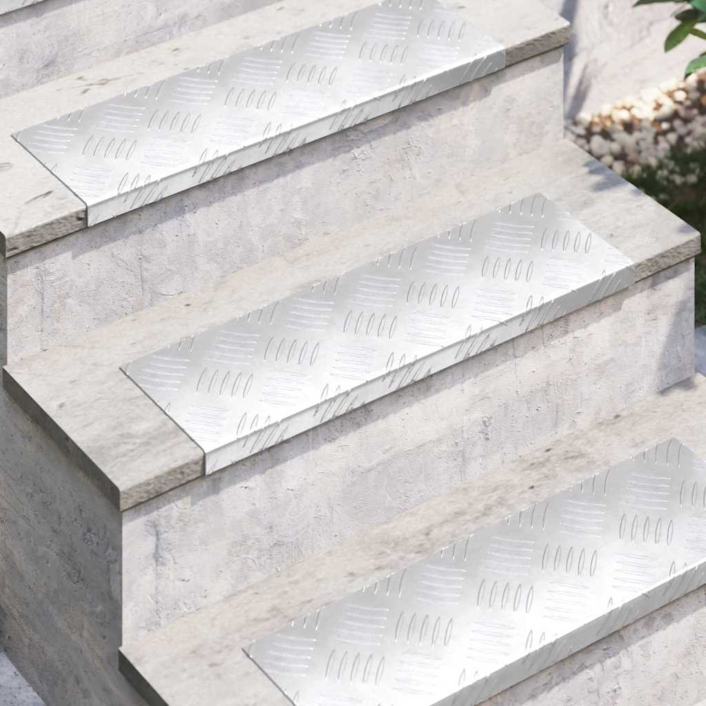 Stepenica Pravokutni 10 pcs Srebrno 60 x 18 x 2,5 cm Aluminij