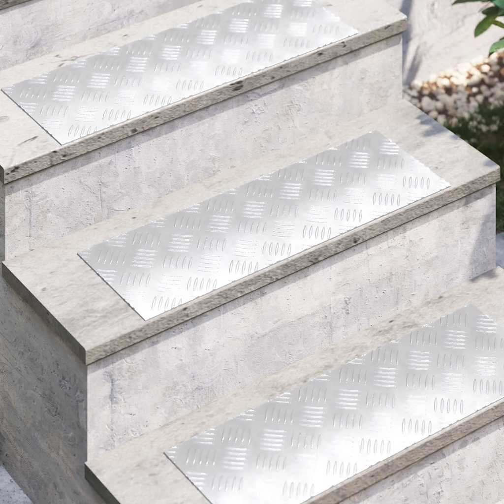 Stepenica Pravokutni 4 pcs Srebrno 60 x 20 cm Aluminij